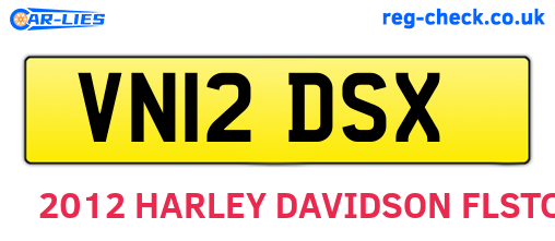 VN12DSX are the vehicle registration plates.