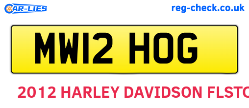 MW12HOG are the vehicle registration plates.