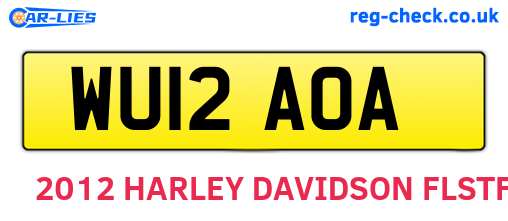 WU12AOA are the vehicle registration plates.