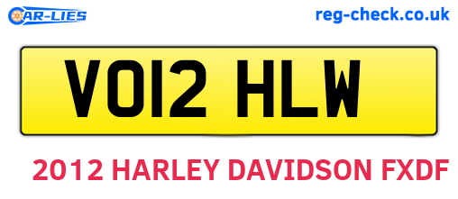 VO12HLW are the vehicle registration plates.