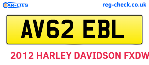 AV62EBL are the vehicle registration plates.