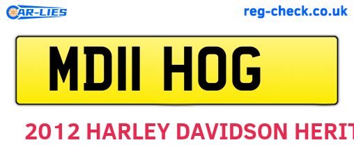 MD11HOG are the vehicle registration plates.