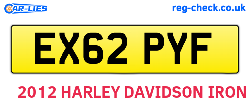EX62PYF are the vehicle registration plates.