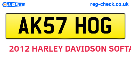 AK57HOG are the vehicle registration plates.