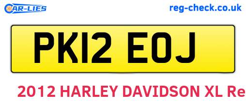 PK12EOJ are the vehicle registration plates.