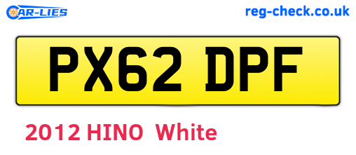 PX62DPF are the vehicle registration plates.