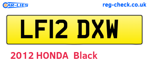 LF12DXW are the vehicle registration plates.