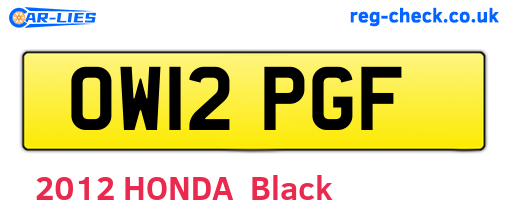 OW12PGF are the vehicle registration plates.