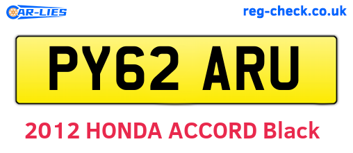 PY62ARU are the vehicle registration plates.