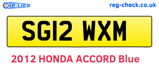 SG12WXM are the vehicle registration plates.