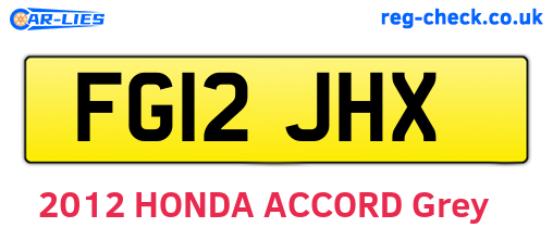 FG12JHX are the vehicle registration plates.