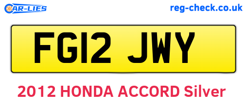 FG12JWY are the vehicle registration plates.