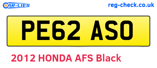 PE62ASO are the vehicle registration plates.
