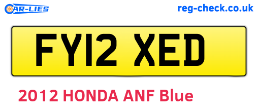 FY12XED are the vehicle registration plates.