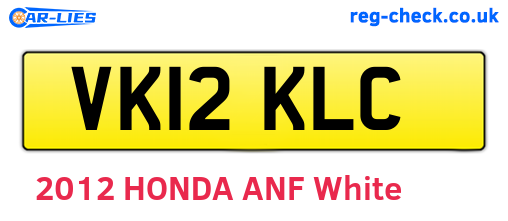 VK12KLC are the vehicle registration plates.