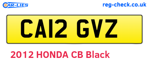 CA12GVZ are the vehicle registration plates.