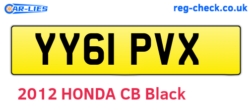YY61PVX are the vehicle registration plates.