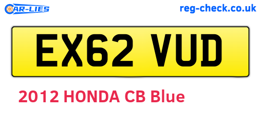 EX62VUD are the vehicle registration plates.