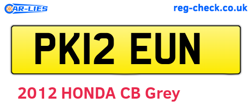 PK12EUN are the vehicle registration plates.