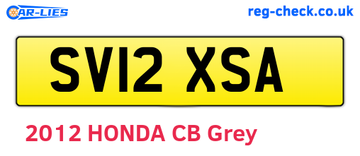 SV12XSA are the vehicle registration plates.