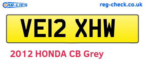 VE12XHW are the vehicle registration plates.
