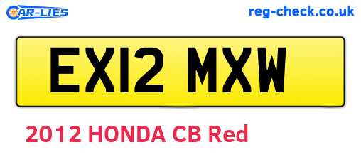 EX12MXW are the vehicle registration plates.