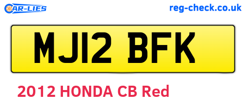 MJ12BFK are the vehicle registration plates.