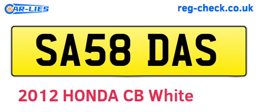 SA58DAS are the vehicle registration plates.