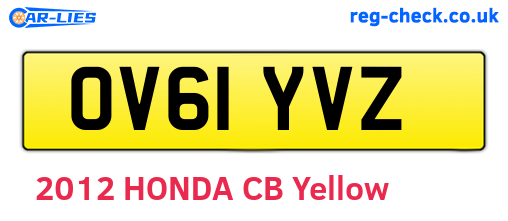 OV61YVZ are the vehicle registration plates.