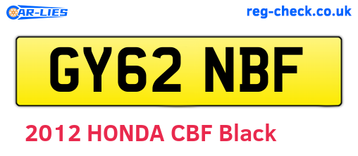 GY62NBF are the vehicle registration plates.