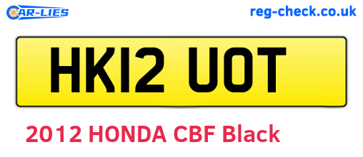 HK12UOT are the vehicle registration plates.