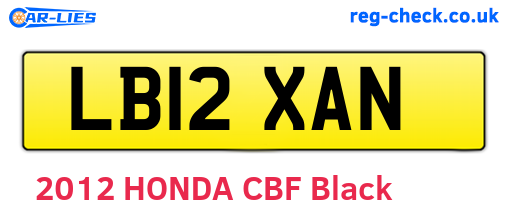 LB12XAN are the vehicle registration plates.