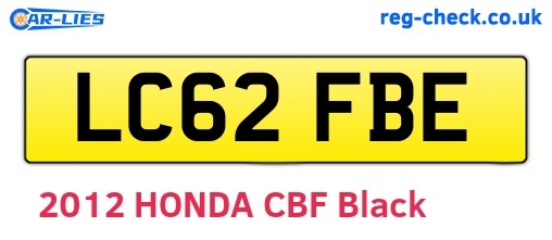 LC62FBE are the vehicle registration plates.