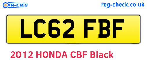 LC62FBF are the vehicle registration plates.