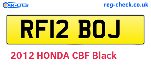 RF12BOJ are the vehicle registration plates.