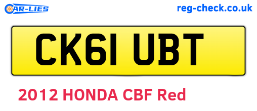 CK61UBT are the vehicle registration plates.