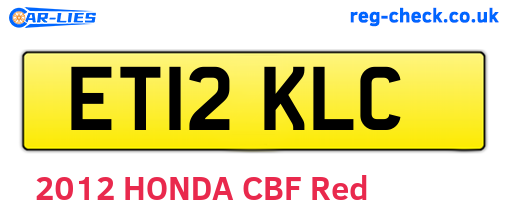 ET12KLC are the vehicle registration plates.