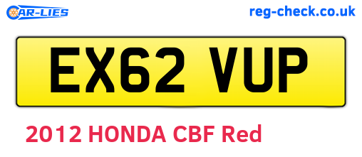 EX62VUP are the vehicle registration plates.