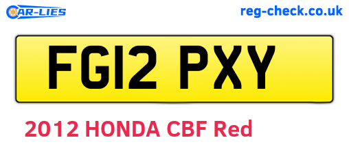 FG12PXY are the vehicle registration plates.