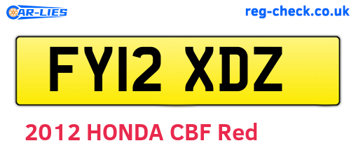 FY12XDZ are the vehicle registration plates.