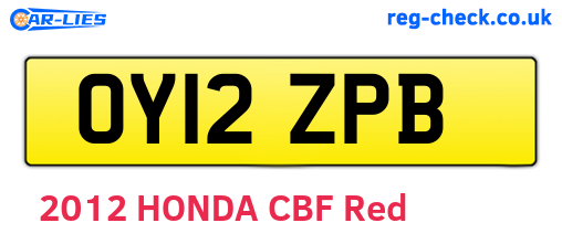 OY12ZPB are the vehicle registration plates.