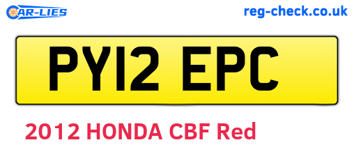 PY12EPC are the vehicle registration plates.