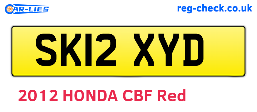 SK12XYD are the vehicle registration plates.
