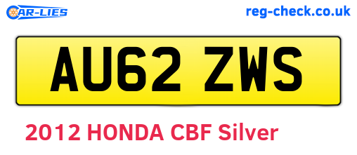 AU62ZWS are the vehicle registration plates.