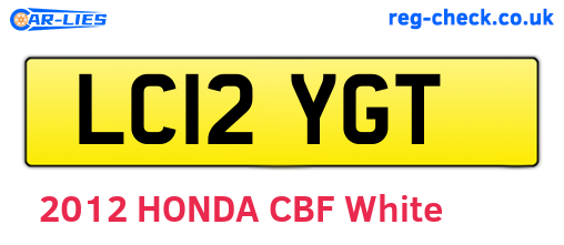 LC12YGT are the vehicle registration plates.