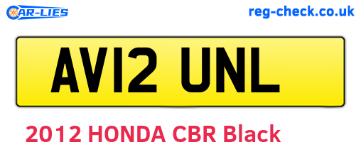 AV12UNL are the vehicle registration plates.