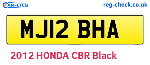 MJ12BHA are the vehicle registration plates.