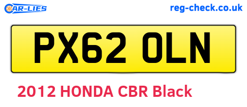 PX62OLN are the vehicle registration plates.
