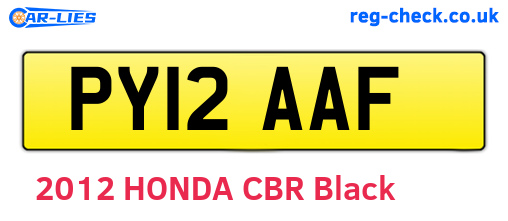PY12AAF are the vehicle registration plates.