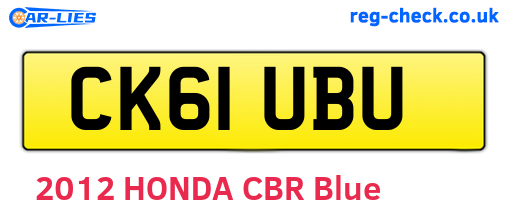 CK61UBU are the vehicle registration plates.
